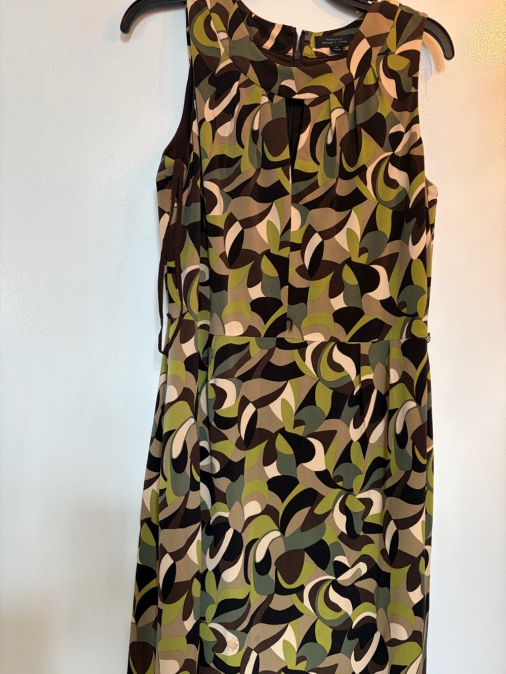 Green Multi-Print Sleeveless Midi Dress